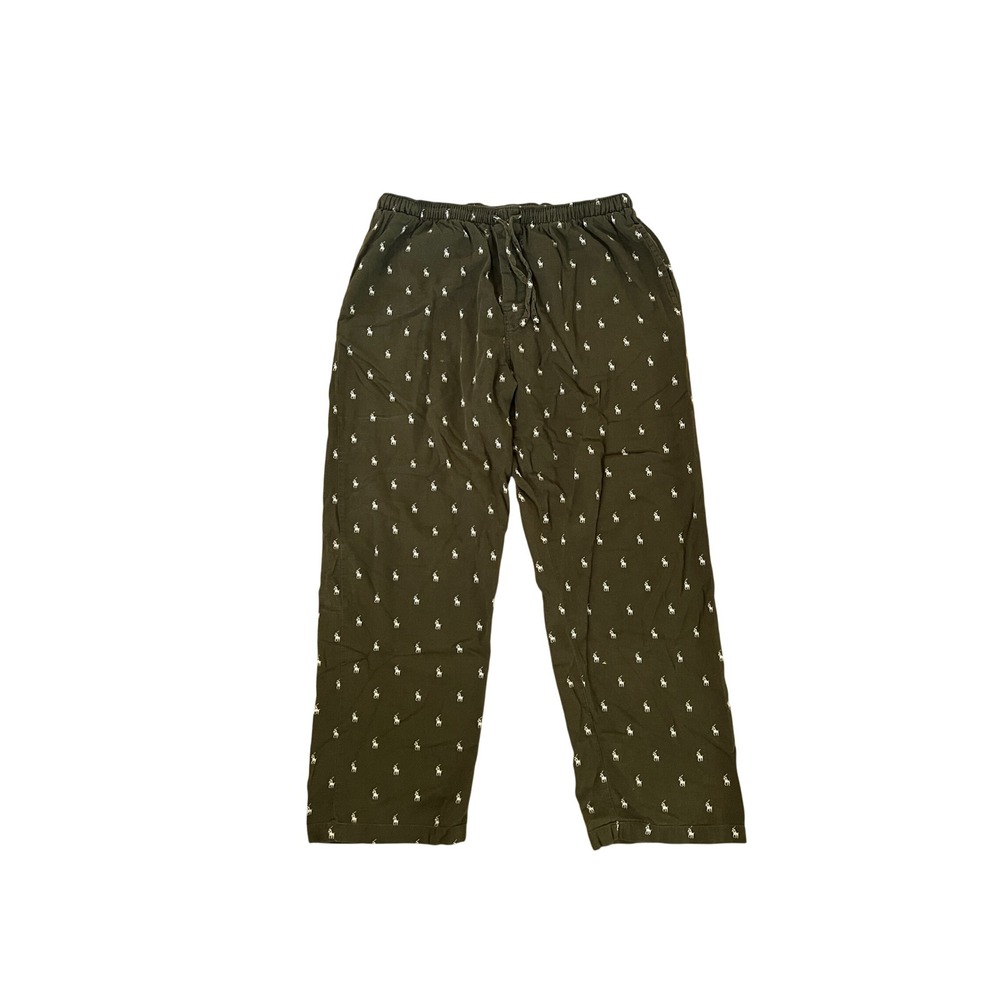 Polo Ralph Lauren Mens Olive Green All Over Pony Pajama Sleep Pants M 32-34